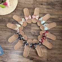 2020 New Spring 6 Colors Women Flax Slippers Summer Bohemia Floral Bow Beach Flip Flops Comfortable Non-slip Home Slippers 2024 - buy cheap