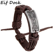 Eif Dock-pulsera de cuero vikingo para hombre, de cuero marrón amuleto, pulsera de cuerda de cuero, joyería para pareja, regalo 2024 - compra barato