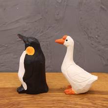 Penguin Duck Simulation Animal Carving Log Decoration Crafts Decoration Wooden Home Accessories Fun Decoration 2024 - buy cheap