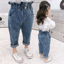 Calças jeans infantis de cintura alta para meninas, calças casuais para crianças primavera e outono 2020 2024 - compre barato