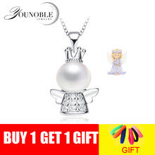 Colgante de perla de agua dulce, collar de plata 925, ala de Ángel de boda, Perla Natural blanca, regalo de cumpleaños 2024 - compra barato