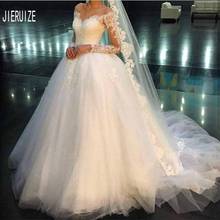 Jieruize vestido de noiva coração, vestidos de noiva de manga longa com rendas e apliques para baile de casamento com renda 2024 - compre barato