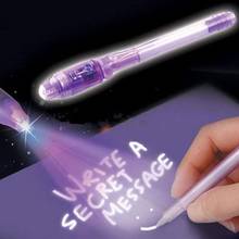 Bolígrafo de tinta Invisible con luz UV incorporado, marcador para mensajes secretos, 1 unidad 2024 - compra barato