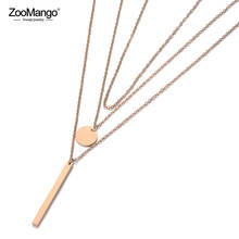 ZooMango богемный стиль трехслойная Геометрическая подвеска ожерелья для женщин титановая стальная цепь чокер ожерелье ZN19149 2024 - купить недорого