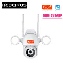 Hebeiros-cámara de seguridad inteligente para exteriores, dispositivo de seguimiento de movimiento, impermeable IP66, con visión a Color, CCTV, IP, PTZ, Wifi, HD, 5MP, Tuya 2024 - compra barato