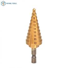 1pcs 4-22mm HSS Titanium Coated Straight Groove Step Drill Bit Wood Metal Plastic Hole Cutter Power Tools Hex Shank Drill Bit 2024 - buy cheap