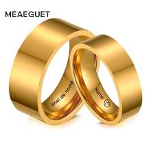 Anillo de compromiso de acero inoxidable para hombre y mujer, joyería personalizada de 6mm y 8mm, Color dorado 2024 - compra barato