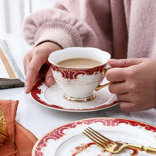Chávena e pires de chá e chá em inglês, conjunto de cerâmica para café europeu, em vermelho, frete grátis 2024 - compre barato
