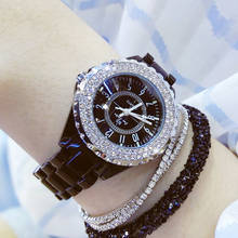 Abelha irmã novo criativo relógio de cerâmica feminino cristal elegante senhoras quartzo relógio de pulso marca luxo feminino relógios de pulso preto bs 2024 - compre barato