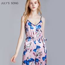 JULY'S SONG-Conjunto de pijama de satén de seda sintética para mujer, ropa de dormir Sexy para el hogar, pantalones con tirantes, traje de primavera y verano, 2020 2024 - compra barato