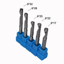 Set de brocas de extremo CNC de 6mm de una sola flauta/Herramienta acrílica/herramientas de fresado de grabado de carburo sólido/serie A 5 unids/lote 2024 - compra barato