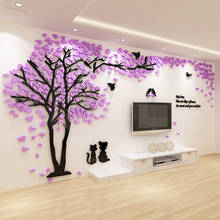 3D акриловая настенная 3D Наклейка на стену, креативное дерево, для столовой, спальни, фона телевизора, декоративное самоклеящееся украшение 2024 - купить недорого