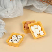 Mini ovo de cozinha com bandeja para casa de bonecas, acessório miniatura para cozinha, 1:12 com bandeja de ovos, comida para casa de boneca 2024 - compre barato