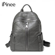 iPinee High Quality Genuine Leather Women's Backpacks Travel Bags Female Black Dailypack School Ladies Preppy Girl Backpack 2024 - buy cheap