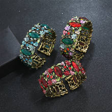 Pulseira vintage gótica, bracelete cristal resina flor étnica boêmia para mulheres de luxo boho joias femininas 2024 - compre barato