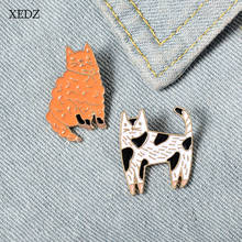 XEDZ New cute animal orange fat cat black and white spotted cat enamel brooch jewelry punk denim clothes pendant friend gift 2024 - buy cheap