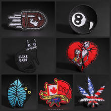 Punk embroidery patch maple leaf cat motorcycle Jeans T-shirts Hats hip hop decoration Badge Red Black 2024 - buy cheap