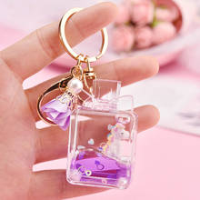 Acrylic Cartoon Unicorn Keychain Liquid Quicksand Bowknot Perfume Bottle Keyring for Women Car Backpack Pendant Key Chains 2024 - buy cheap