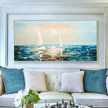 Handmade Abstract Great Ship View Pretty Colorful Sea Canvas Oil Painting Wall Picture For Living Room Aisle Modern Home Decor 2024 - buy cheap
