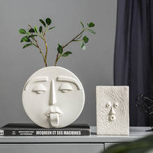 Ceramic Vase Table Minialist Decor White Head Model Flower Vases For Homes Bathroom Decoration Accessories Plant Pots Decorative 2024 - buy cheap