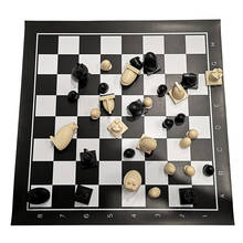 Juego de ajedrez de plástico personalizado, tablero de ajedrez de PU en blanco y negro, con bolsa, I91 2024 - compra barato