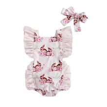 Infant Newborn Baby Girls Easter Bunny Romper Sleeveless Ruffled Rabbit Flower Jumpsuits Summer Backless Sunsuit 2024 - buy cheap