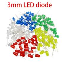 Kit surtido de luces LED de diodo, 5 colores, 20 unidades, 100 unidades, 3mm, blanco, amarillo, rojo, verde, azul, cada uno incluye 20 unidades 2024 - compra barato