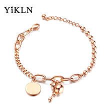 YiKLN Trendy Stainless Steel Gourd & Round Tag Charm Bracelet For Women Bohemia Beach Chain & Link Bracelet Jewelry YB18104 2024 - buy cheap