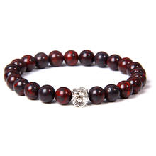 Women Bracelet Natural Bloodstone Beads Bracelet Fashion Volcanic Beaded Silver Color Flower Charm Bracelet Jewelry Women Men 2024 - buy cheap