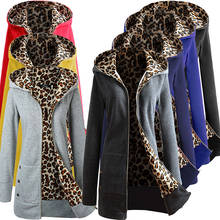 Chaqueta gruesa con capucha para mujer, abrigo con cremallera de leopardo, abrigo de terciopelo, prendas de vestir, chaqueta de otoño 2024 - compra barato