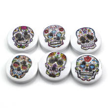 Botones redondos de madera para decoración del hogar, accesorios de costura con 2 agujeros y calavera divertida, 15mm, 100 unidades 2024 - compra barato