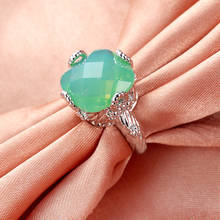 Alta qualidade opala de fogo verde zircônia cor de prata anel atacado novo estilo moda para mulheres joias de casamento presentes 2024 - compre barato