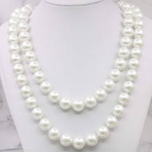 Collar de perlas Concha redondo de Mar Blanco, 10mm, diseño de joyería hecho a mano, adornos artesanales, regalos para niñas y mujeres, 35 "AAAxu35 2024 - compra barato