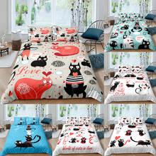 Cats Bedding Set Cute Duvet Cover Cartoon Bedclothes Blue White Home Textiles Bedspread Queen King Size Gift For Kids Boys Girls 2024 - buy cheap