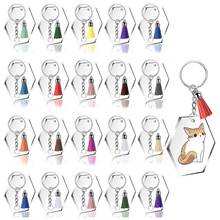 Acrylic Transparent Discs Clear Acrylic Hexagon Keychain Blanks with 30Pcs Key Chains, 30Pcs Colorful Tassel Pendants, 2024 - buy cheap