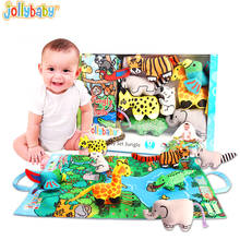 Jollybaby-juguetes para bebés para infantes, Juguetes educativos de Aprendizaje Temprano de libro de tela 3D con animales, colas de animales, de silicona 2024 - compra barato