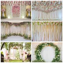 Laeacco-cenários de flores de casamento para fotografia, fundo de fotografia com borla, rosa ou rosa para palco de parede 2024 - compre barato