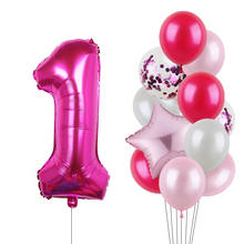 Balão de festa de aniversário com 12 peças, balão número 1 2 3 4 5 6 7 8 9th, decoração de festa de aniversário da menina, brinquedos para crianças, presentes 2024 - compre barato