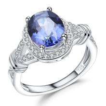 Женское балетное кольцо GEM'S, модное свадебное кольцо из 100% стерлингового серебра 925 пробы, 2.36Ct, натуральное голубое мистическое кварцевое кольцо из иолита, ювелирные украшения 2024 - купить недорого