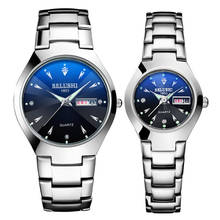 Relógios de casal de aço inoxidável, relógio de pulso preto para homens e mulheres, pulseira, relógio feminino e masculino, saat 2024 - compre barato