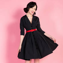 Rockabilly Vintage Black Pleated Mid-length Lady Classic Batwing Sleeve Tutu Dress Audrey Hepburn 1960s Black Vintage Dress 2024 - buy cheap