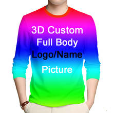Camiseta de manga longa feminina e masculina, personalizado, adiciona logotipo à sua própria foto, estampa 3d casual, camiseta de tamanho grande 2024 - compre barato