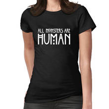 Cute All Monsters Are Human Letter Print Funny Female T Shirts Fashion Summer  T-Shirt Casual Short Sleeve Women Tee Tops 2024 - buy cheap
