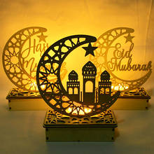 Decoración Eid Mubarak con luz Led, adorno de escritorio de madera, bricolaje, Palacio islámico musulmán, al-fitr, Hajj, decoración de fiesta de Ramadán y Kareem 2024 - compra barato