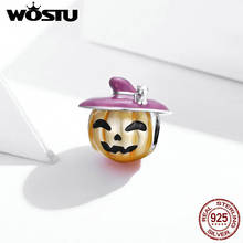 Wostu 925 Sterling Silver Halloween Pumpkin Charm for Original Silver Plated platinum Bracelet Fine Jewelry DIY Bangle BSC329 2024 - buy cheap