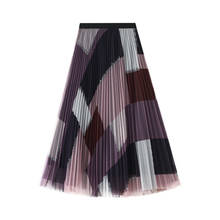 Casual Women Skirt High Waist Pleated Mesh Maxi Skirt Female Streetwear Mesh Tutu Maxi Long Skirts Saias Jupe Women Skirts 2024 - buy cheap