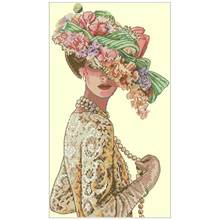 Sombrero de flores con patrones de belleza contados, 11CT, 14CT, 18CT, punto de cruz, Kits de punto de cruz, costura bordada, venta al por mayor 2024 - compra barato