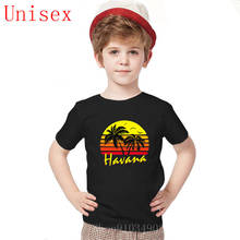 Cuba Havana Tropical Sunset Printing Boys Girls Short Sleeve Clothes boys summer clothes shirts for teenage girls kids clothes 2024 - buy cheap