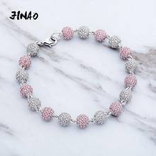 JINAO New 8mm Big Round Ball Bracelet Hip Hop Charm Bracelet Iced Out CZ Gold Silver Color Bracelet Punk Bling Jewelry For Gift 2024 - buy cheap