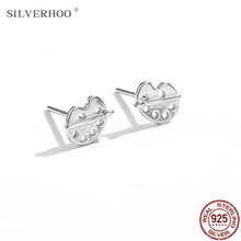 SILVERHOO Genuine 925 Sterling Silver Hollow Color Palette And Brush Stud Earrings For Women Creative Silver Earrings Jewelry 2024 - buy cheap